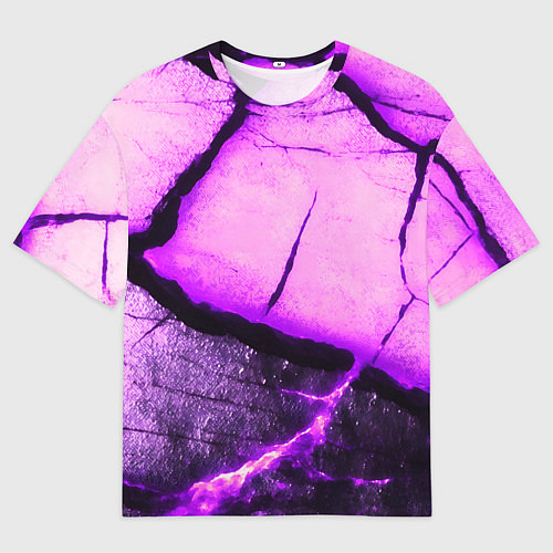 Мужская футболка оверсайз Трещины на абстрактном фиолетовом фоне / 3D-принт – фото 1
