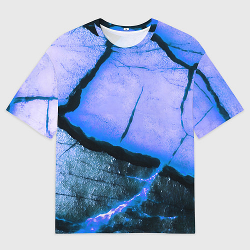 Мужская футболка оверсайз Трещины на абстрактном синем фоне / 3D-принт – фото 1