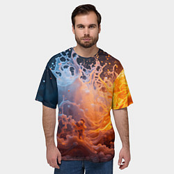 Футболка оверсайз мужская Брызги воды и огня, цвет: 3D-принт — фото 2