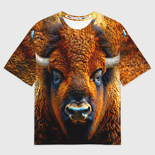 Мужская футболка оверсайз Голова бизона / 3D-принт – фото 1