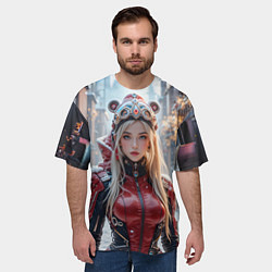 Футболка оверсайз мужская Девушка в кибер костюме, цвет: 3D-принт — фото 2
