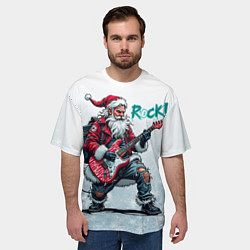 Футболка оверсайз мужская Санта с гитарой, цвет: 3D-принт — фото 2