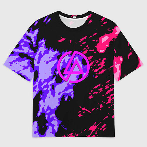 Мужская футболка оверсайз Linkin park огненные краски / 3D-принт – фото 1