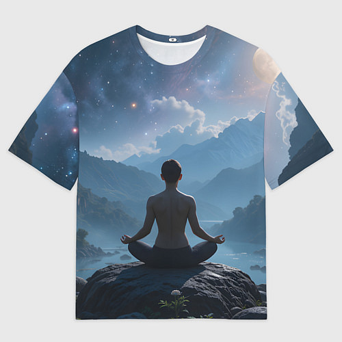 Мужская футболка оверсайз Ночная медитация / 3D-принт – фото 1