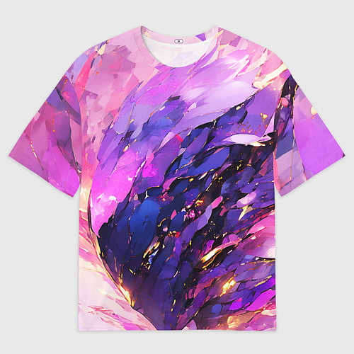 Мужская футболка оверсайз Фиолетово-розовая абстракция / 3D-принт – фото 1