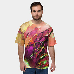 Футболка оверсайз мужская Красно-жёлтая абстракция, цвет: 3D-принт — фото 2