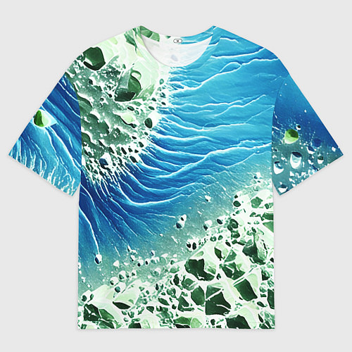 Мужская футболка оверсайз Берег и синие волны / 3D-принт – фото 1
