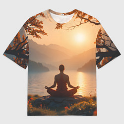 Мужская футболка оверсайз Медитация на закате