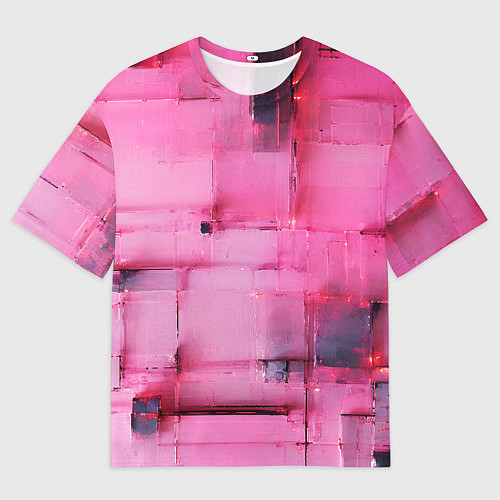 Мужская футболка оверсайз Чёрные пятна на розовом фоне абстракция / 3D-принт – фото 1