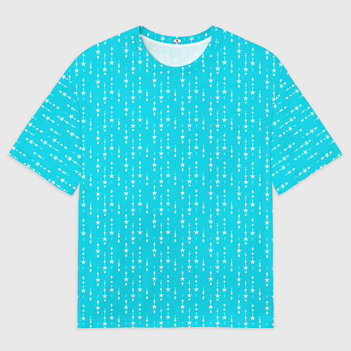 Мужская футболка оверсайз Неоновый голубой паттерн со звёздочками / 3D-принт – фото 1