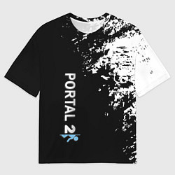 Футболка оверсайз мужская Portal краски черно белый, цвет: 3D-принт