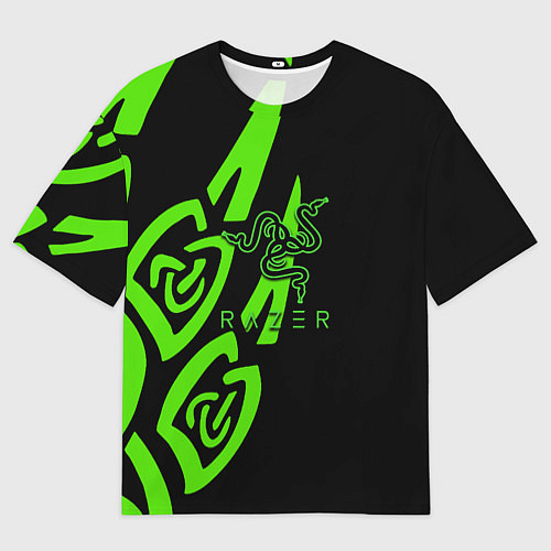 Мужская футболка оверсайз Razer лого лес / 3D-принт – фото 1