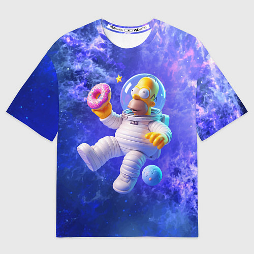 Мужская футболка оверсайз Homer Simpson is a brave astronaut / 3D-принт – фото 1