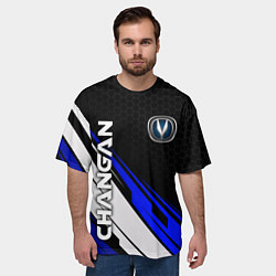 Футболка оверсайз мужская Changan - синий спорт, цвет: 3D-принт — фото 2