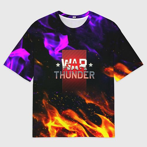 Мужская футболка оверсайз Warthunder neon flame / 3D-принт – фото 1