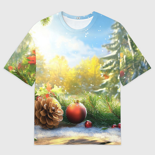 Мужская футболка оверсайз Солнечный новый год / 3D-принт – фото 1