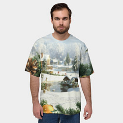 Футболка оверсайз мужская Рождественская атмосфсра, цвет: 3D-принт — фото 2