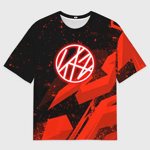 Мужская футболка оверсайз Stray kids - красная абстракция / 3D-принт – фото 1