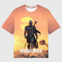 Футболка оверсайз мужская Идущий мандалорец, цвет: 3D-принт