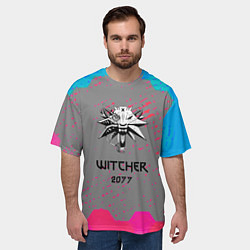 Футболка оверсайз мужская Cyberpunk 2077 x ведьмак соты, цвет: 3D-принт — фото 2