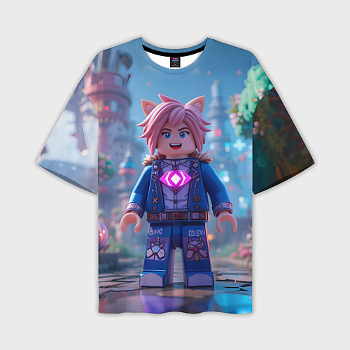 Мужская футболка оверсайз Roblox pink hair / 3D-принт – фото 1