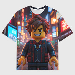 Мужская футболка оверсайз Роблокс вечерние огни