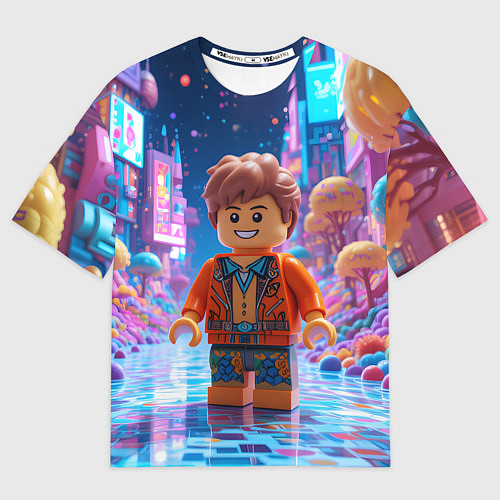 Мужская футболка оверсайз Roblox в неоновом городе / 3D-принт – фото 1