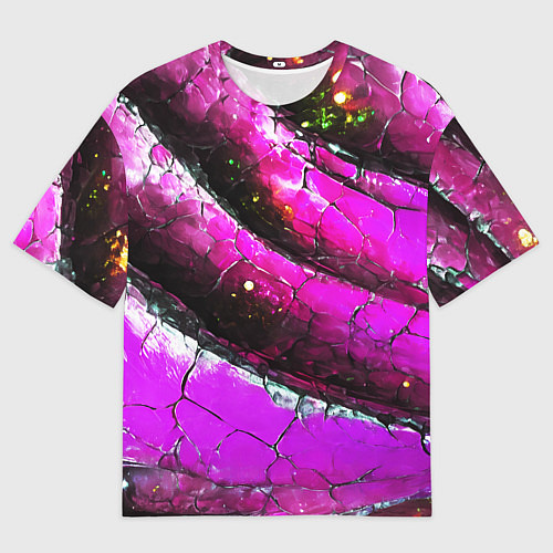 Мужская футболка оверсайз Розовая волнистая абстракция / 3D-принт – фото 1