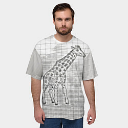 Футболка оверсайз мужская Жираф на тетрадном листе, цвет: 3D-принт — фото 2