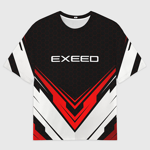 Мужская футболка оверсайз Exeed - красный симметричный / 3D-принт – фото 1