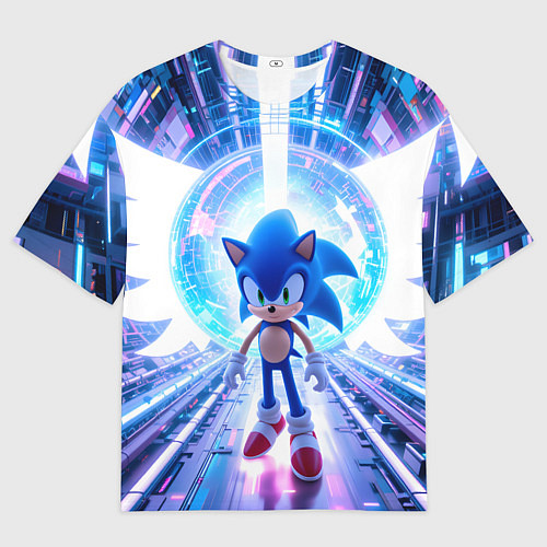 Мужская футболка оверсайз Sonic неоновые крылья / 3D-принт – фото 1