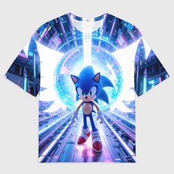 Мужская футболка оверсайз Sonic неоновые крылья