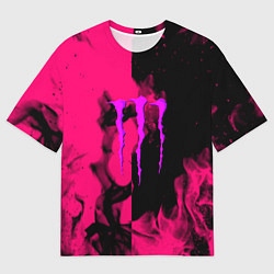 Футболка оверсайз мужская Monster energy fire pink, цвет: 3D-принт