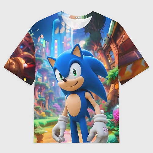 Мужская футболка оверсайз Sonic красочный мир / 3D-принт – фото 1