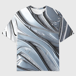 Футболка оверсайз мужская Полированный металл серебряный, цвет: 3D-принт