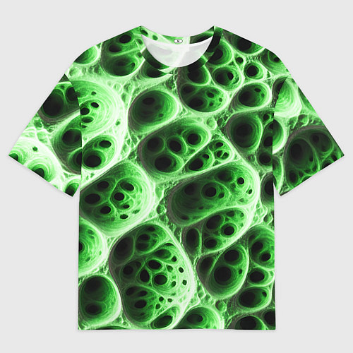 Мужская футболка оверсайз Зелёная пористая структура / 3D-принт – фото 1