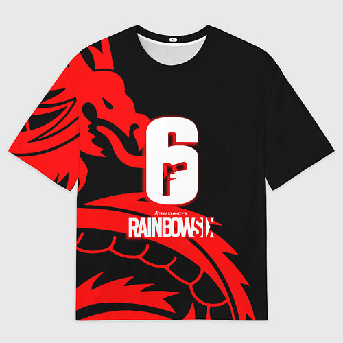 Мужская футболка оверсайз Rainbow six dragon fire logo / 3D-принт – фото 1