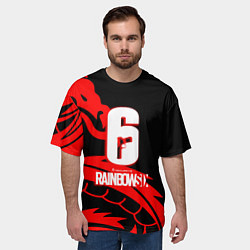 Футболка оверсайз мужская Rainbow six dragon fire logo, цвет: 3D-принт — фото 2