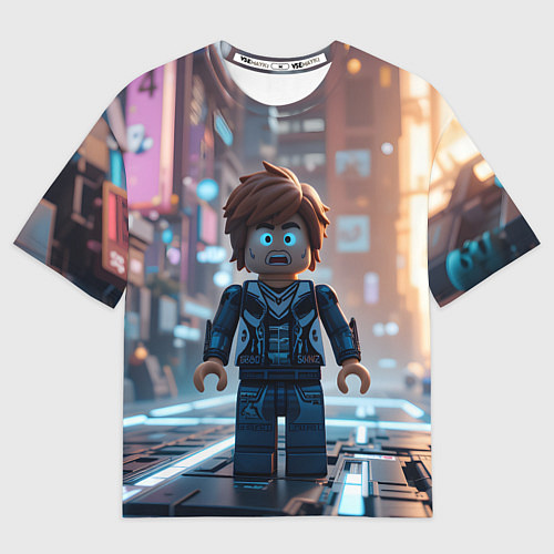 Мужская футболка оверсайз Roblox испуганный человечек / 3D-принт – фото 1