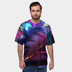 Футболка оверсайз мужская Перья неоновой птицы, цвет: 3D-принт — фото 2