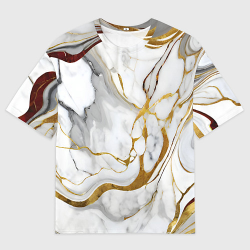 Мужская футболка оверсайз Жёлто-белый мрамор / 3D-принт – фото 1