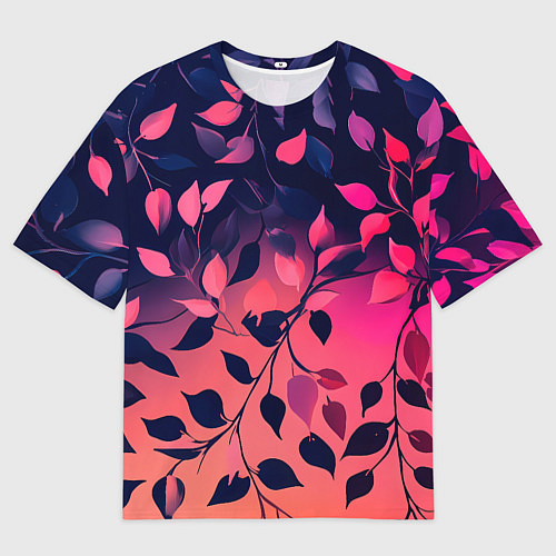 Мужская футболка оверсайз Листья на градиентном фоне -нейросеть / 3D-принт – фото 1