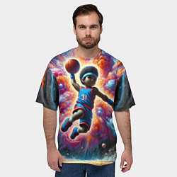 Футболка оверсайз мужская Бейсболист и космос, цвет: 3D-принт — фото 2