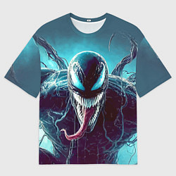 Футболка оверсайз мужская Свирепый Веном - неоновое свечение, цвет: 3D-принт