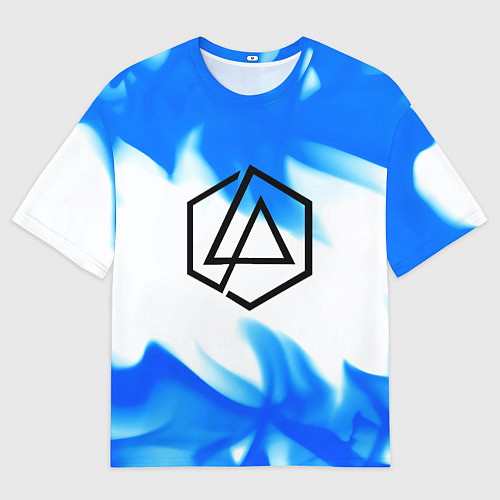 Мужская футболка оверсайз Linkin park blue flame / 3D-принт – фото 1