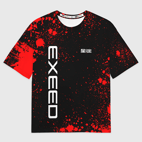Мужская футболка оверсайз Exeed - красные брызги краски / 3D-принт – фото 1