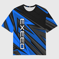 Футболка оверсайз мужская Exeed - синяя абстракция, цвет: 3D-принт