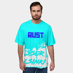 Футболка оверсайз мужская Rust надписи краски, цвет: 3D-принт — фото 2
