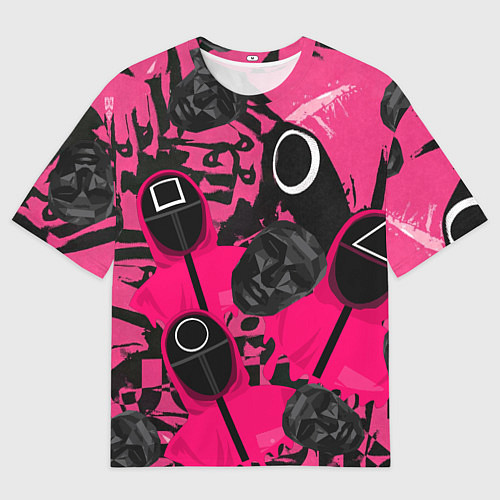 Мужская футболка оверсайз Игра в кальмара маска распорядителя и стражи / 3D-принт – фото 1