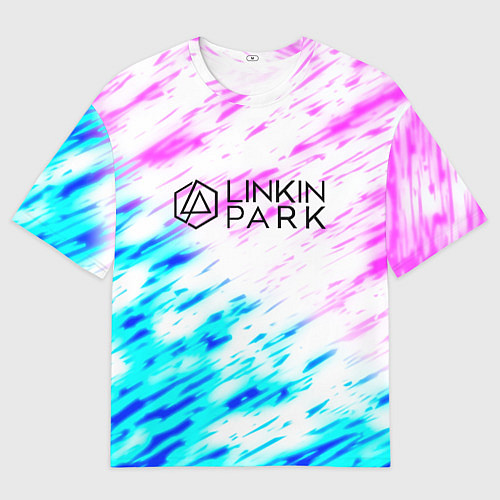 Мужская футболка оверсайз Linkin park rock краски / 3D-принт – фото 1